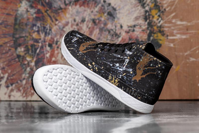 Black Nobull Splatter Canvas Mid Men's Trainers | CA I1290L